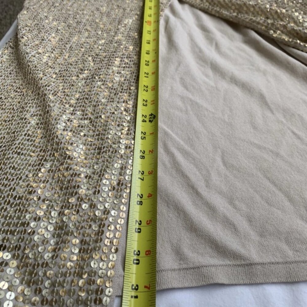 Chico’s Gold/Silver Sequin Embellished Poncho Cardigan Topper Vest Glam Sparkle - Picture 11 of 13